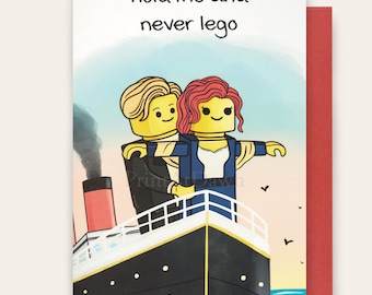 Funny Lego Anniversary Greeting Card Cute Couple Gift Idea Valentine's Day Card for Her or Him Titanic-Themed Card