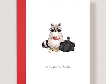 Funny Raccoon Valentine's Day Card Raccoon Anniversary Card for Animal Lover