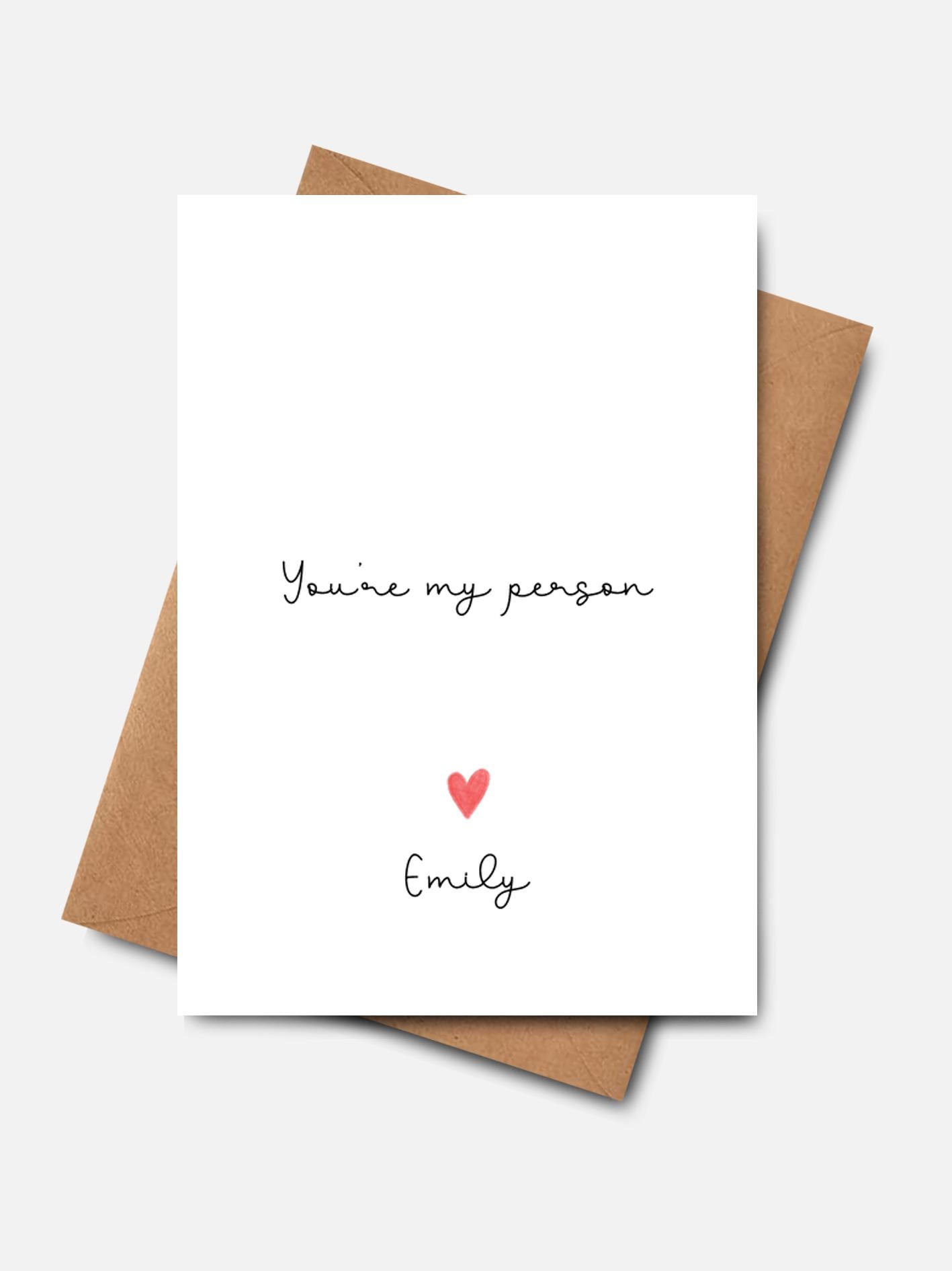 you are my person card, you are my favorite person valentines day card for her, him, personalize anniversary card custom name love card