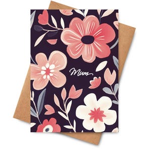 Carte de fête des mères motif floral élégant, fleur botanique rustique cadeau pour maman, maman, Mutka, meilleure maman, xoxo, carte florale pour maman