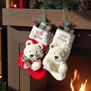 Weihnachtsstrümpfe für Kinder, weiße Strümpfe, rote Strümpfe für die ganze Familie, Eisbär, Einhorn, Rentier, Maus, Hase, Strümpfe für Mädchen und Jungen