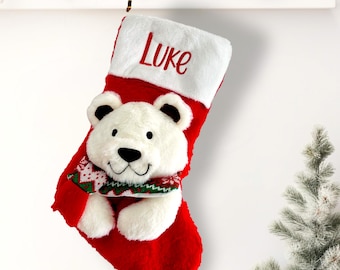 Medias navideñas Medias blancas Medias rojas Medias familiares con nombre Medias de oso polar Reno Pingüino Zorro Conejito para niña y niño