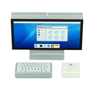 Individuell bedrucktes Lego® Mac Set. Vollständiges Minifiguren-Skalenset, inspiriert vom klassischen Apple Mac-Bildschirm