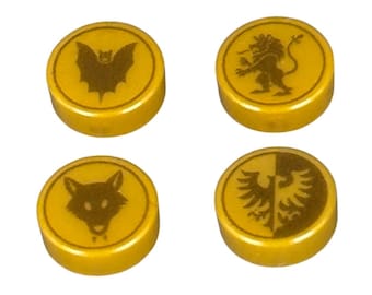 Medieval gold coins pack of 4, custom printed Lego® 1x1 tiles. Choose your faction or mixed pack, perfect for your castle builds
