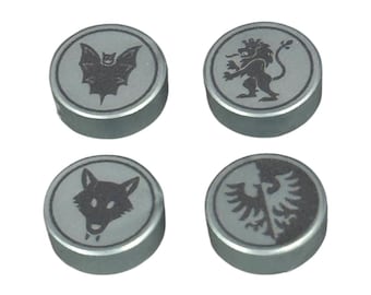 Medieval silver coins pack of 4, custom printed Lego® 1x1 tiles. Choose your faction or mixed pack, perfect for your castle builds