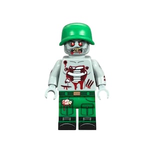 Zombie Soldier - Custom Minifigure. Printed on genuine Lego® pieces.
