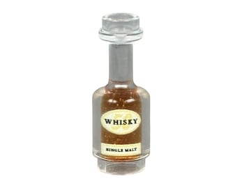Resin filled Lego whisky bottle - Lego miniature Minifigure scale custom printed single malt whisky bottle