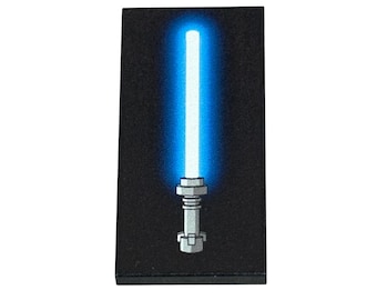 Sable Azul - Mosaico Lego® 2x4 impreso a medida. Póster a escala para minifiguras inspirado en Star Wars.