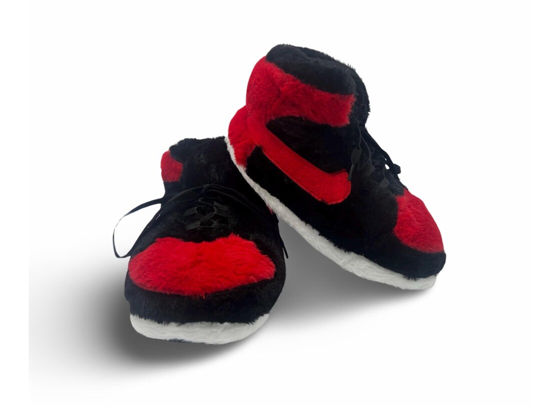 Blue/white/black Plush Sneaker Slippers (one Size Fits Most - Men's...
