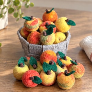 Handmade Wool Felt Mini Apple, Fall Garland Supply,  (2-2.2cm) - 1 piece