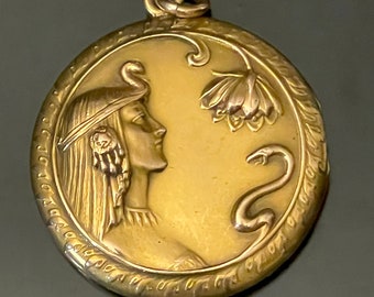 Egyptian Revival Gold Plated Locket - 1920 - Art Deco