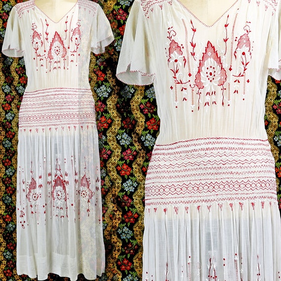 1920s Hungarian Embroidered Dress
