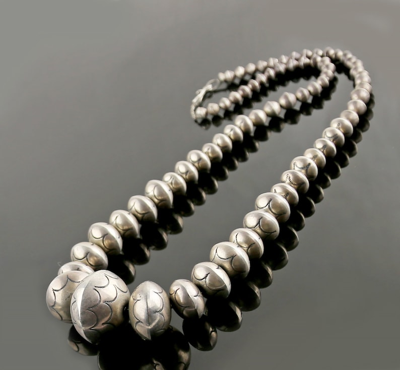 Native American Silver Beads Necklace image 1