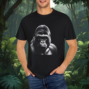 Gorilla Tee, Primate, Black and White T-shirt design, noir, silver back gorilla, Unisex Shirt, Gift For Him, Gift For Her, beautiful animal