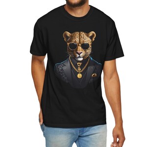 ヒョウTシャツ、楽しいイラスト、態度、ギフト、リッチ、ゴールド、ユニセックスシャツ、面白いTシャツ、生意気、メンズTシャツ、レディースTシャツ、面白いかわいい動物