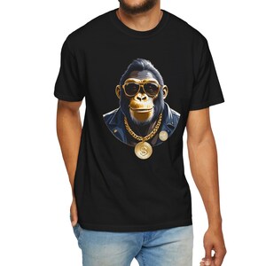 猿のTシャツ、楽しいイラスト、態度、ギフト、リッチ、ゴールド、ユニセックスシャツ、面白いTシャツ、猿、生意気、メンズTシャツ、レディースTシャツ、面白い動物