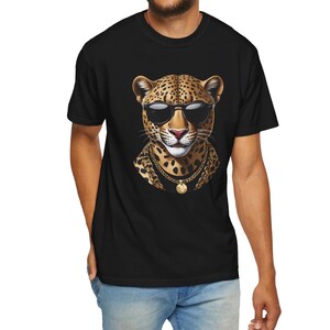 ヒョウTシャツ、楽しいイラスト、態度、ギフト、リッチ、ゴールド、ユニセックスシャツ、面白いTシャツ、生意気、メンズTシャツ、レディースTシャツ、面白いかわいい動物