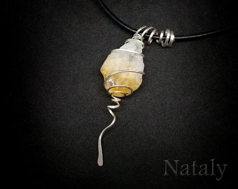 Raw crystal necklace Citrine pendant necklace Wire wrapped pendant Gemstone necklace Citrine necklace Raw stone necklace Crystal choker