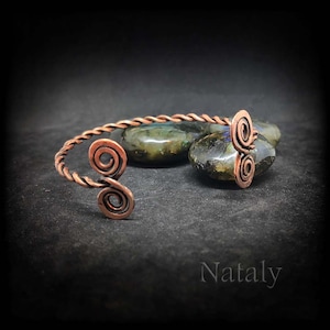 Wire Wrapped Bangle Bracelet, Hammered Copper Bracelet, Cuff Bracelet, Copper Bangle, Adjustable Bracelet, Viking Bracelet, Celtic Bracelet