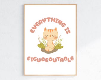 everything is figureoutable print, everything is figureoutable poster png, everything is figureoutable desk sign, Kids Motivational Decor