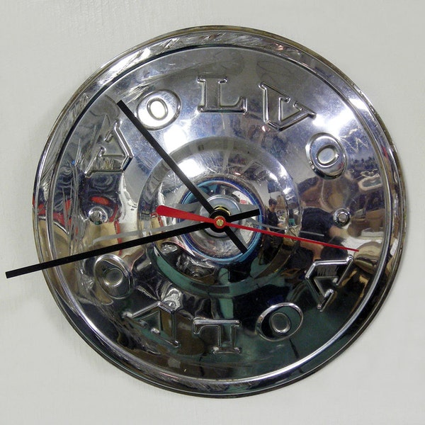 1970's Volvo Hubcap Wall Clock - Retro Car Part Decor - 140 / 160 / P1800 Series Hub Cap - Automotive Gift for Car Enthusiast - Father's Day