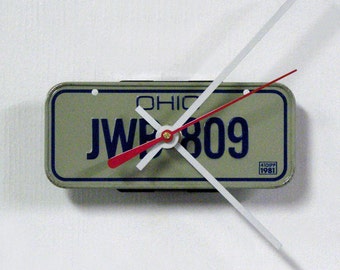 1981 Ohio Bike License Plate Wall Clock - OH Mini Bicycle License Tag Wall Decor - State Travel - 40th Birthday Gift