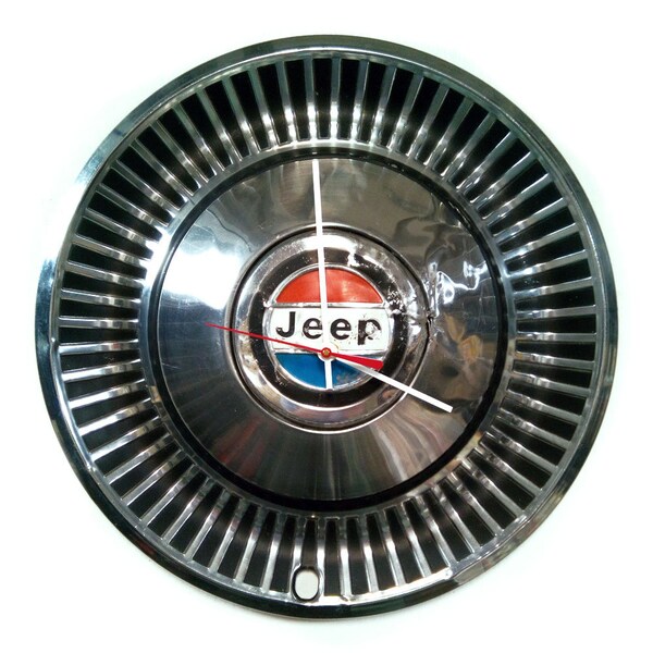 1976 - 1988 Jeep Hubcap Clock - Cherokee Wall Clock - CJ Series, J10 Truck, Super Wagoneer, J Series - 1977 1978 1979 1980 1981 1982 1983