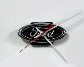 Ford Wall Clock - Recycled Ford Grille Emblem Clock - Auto Clock - Mini Clock - Car Clock