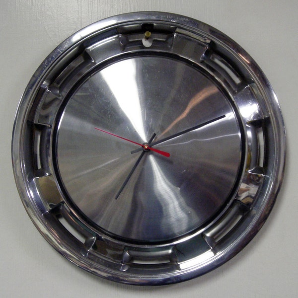 Mopar Hubcap Clock - 1981 - 1983 Dodge Aries, Plymouth Reliant, Chrysler LeBaron Hub Cap Wall Clock - 1982 Decor - Father's Day Gift for Him