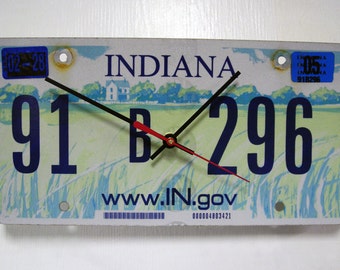 Indiana License Plate Wall Clock - IN License Tag - Farm Scene