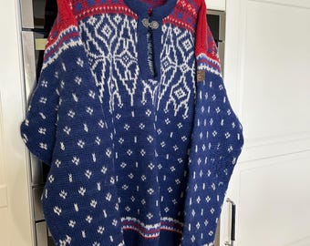 Vintage Noorse wollen trui: rendier Fair Isle gebreide trui