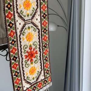 Vintage Norwegian Embroidery Bell Pull: Scandinavian Tapestry Wall Hanging