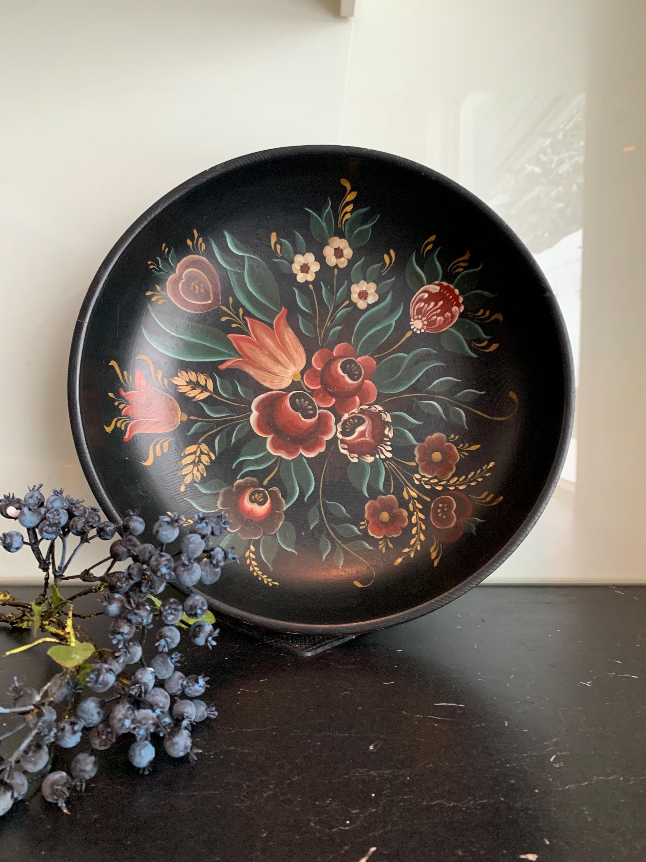 ノルウェーのローズペイント木製ボウル（1977年製）/ヴィンテージ