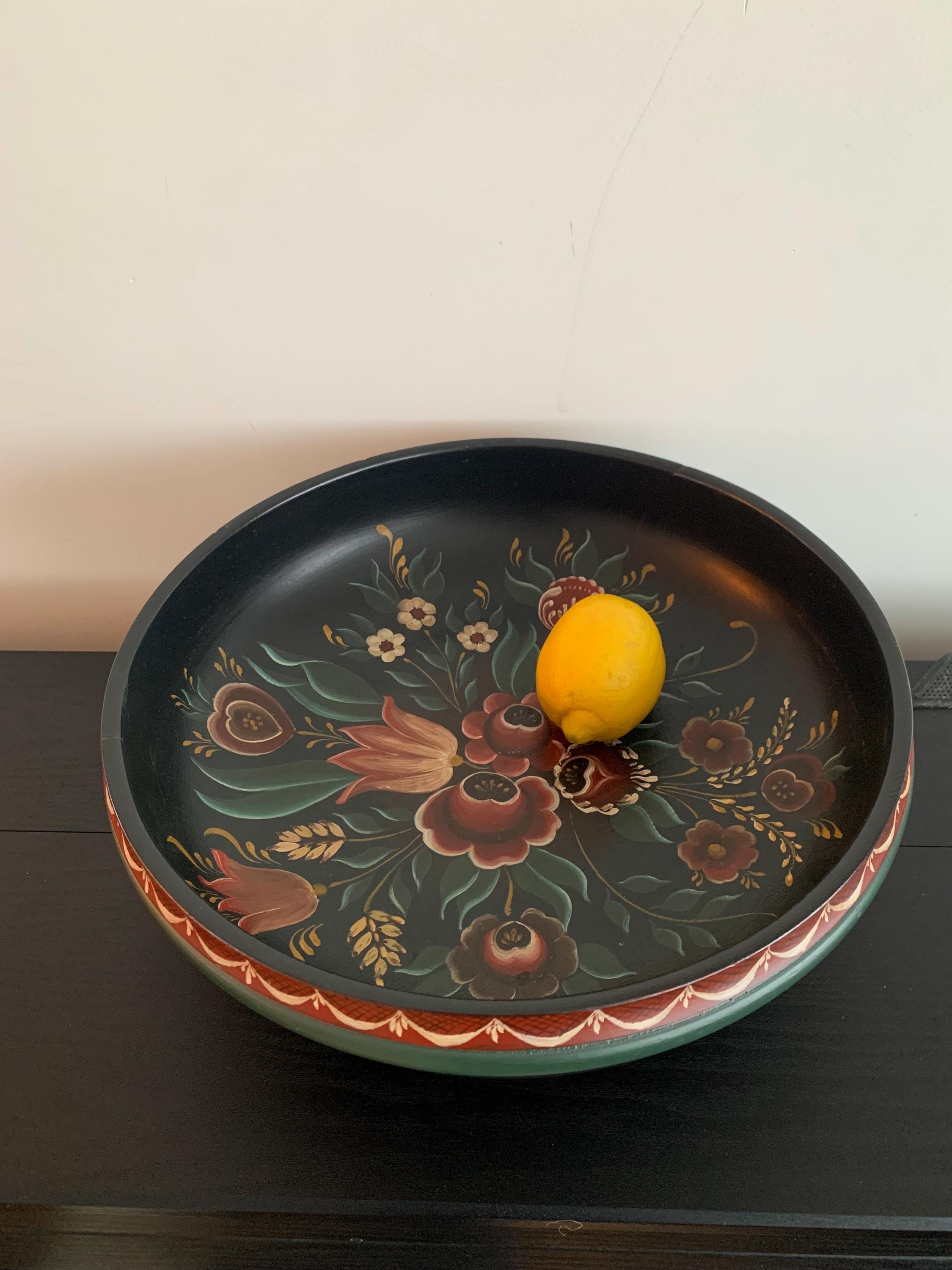 ノルウェーのローズペイント木製ボウル（1977年製）/ヴィンテージ