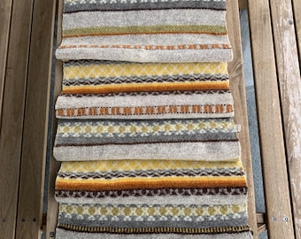 Handwoven Nordic Table Runner: Vintage Norwegian Wool Textile
