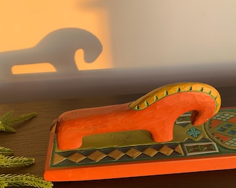 UNIQUE Norwegian Mangle Board Handcarved and Handpainted with Horse Handle / Scandinavian Traditional Tool / Vintage Mangletre