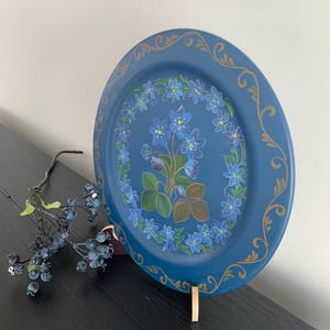 Vintage Holzplatte handbemalter Holzteller / Norweger Rosemaling / Wandbild Rosebemalt / Skandinavisches Dekor
