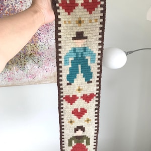 Tapiz vintage hecho a mano con motivo noruego / Tapiz de lana / Hogar escandinavo / Tapiz de pared retro