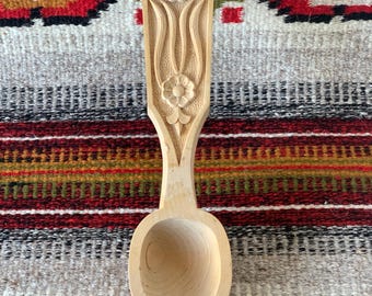 Handcarved Wooden Spoon Utensils Norwegian Wooden Kitchen Decor Vintage Wood Spoon And Fork Rosemaling Norway