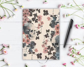 Skull & Floral Journal | Gothic Botanical Notebook | Aesthetic Writing Journal | Whimsigoth Stationery | Dark Academia Gift