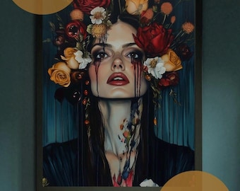 Persephone Matte Vertikales Poster | Mythologie Wandkunst | Göttin des Frühlings | Königin der Unterwelt | Griechische Mythologie | Dunkle Romantik
