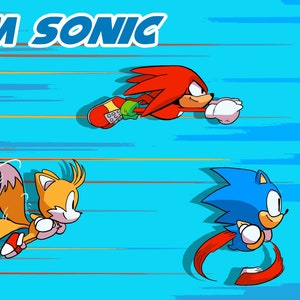 Classic Sonic Tails Knuckles high quality art print | retro comic video game art