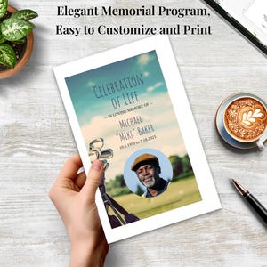 Golf Memorial Program Template • Celebration of Life Canva Editable • Printable Memorial Booklet • Obituary Template