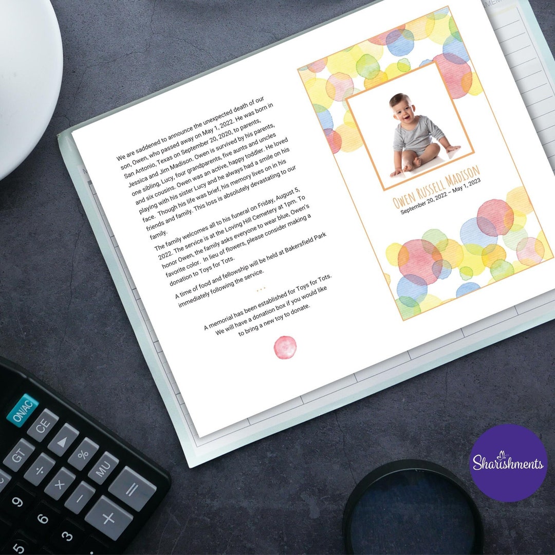 Memorial Program Template, Editable and Printable, Edit in Canva ...