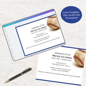 Plantilla de invitación con temática de béisbol / Descarga digital editable de 7 x 5" / Tome la iniciativa para una celebración especial / Reunión conmemorativa