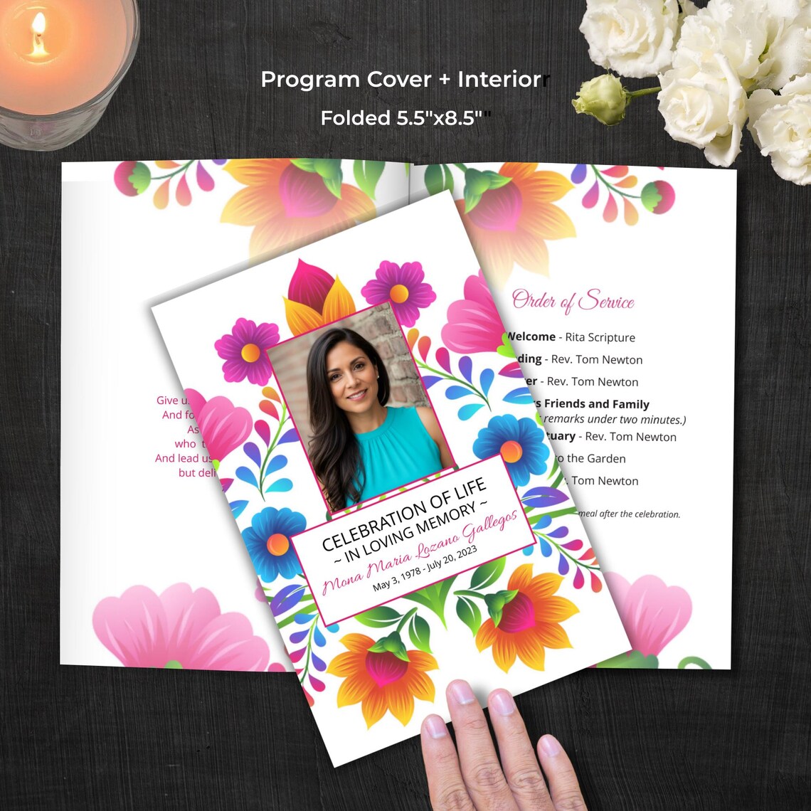 Fiesta Program Layout Examples Fiesta Floral Funeral Program Template | Editable & Printable ...