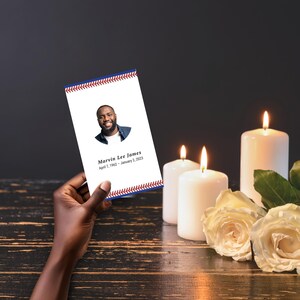 Tarjeta de oración conmemorativa funeraria personalizada / Tributo de béisbol personalizado / Recuerdo de descarga digital