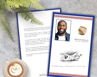 Field of Memories Baseball Funeral Program | Editable Printable Template | Coordinating Items Available