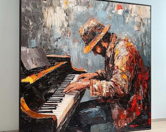 ジャズミュージシャンの絵画 トランペッター オリジナルアート 音楽