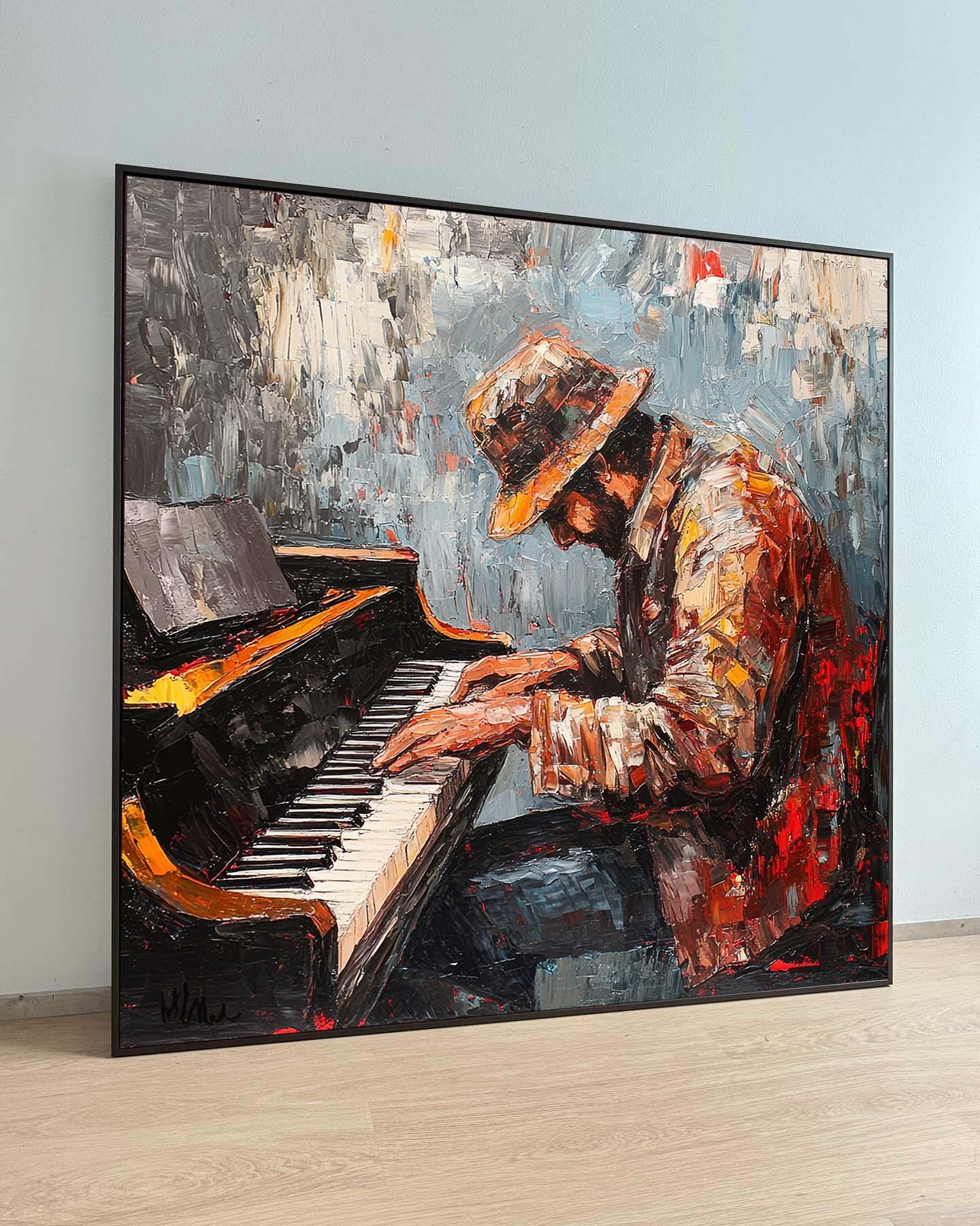 Jazz Pianist Painting - Expressive Music Wall Art, Gift for Jazz